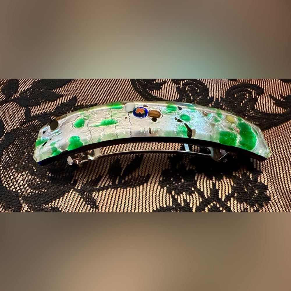 2 Vintage Handcrafted Glass (One of A Kind) Hair Barrettes (Large Size) - Picture 9 of 10